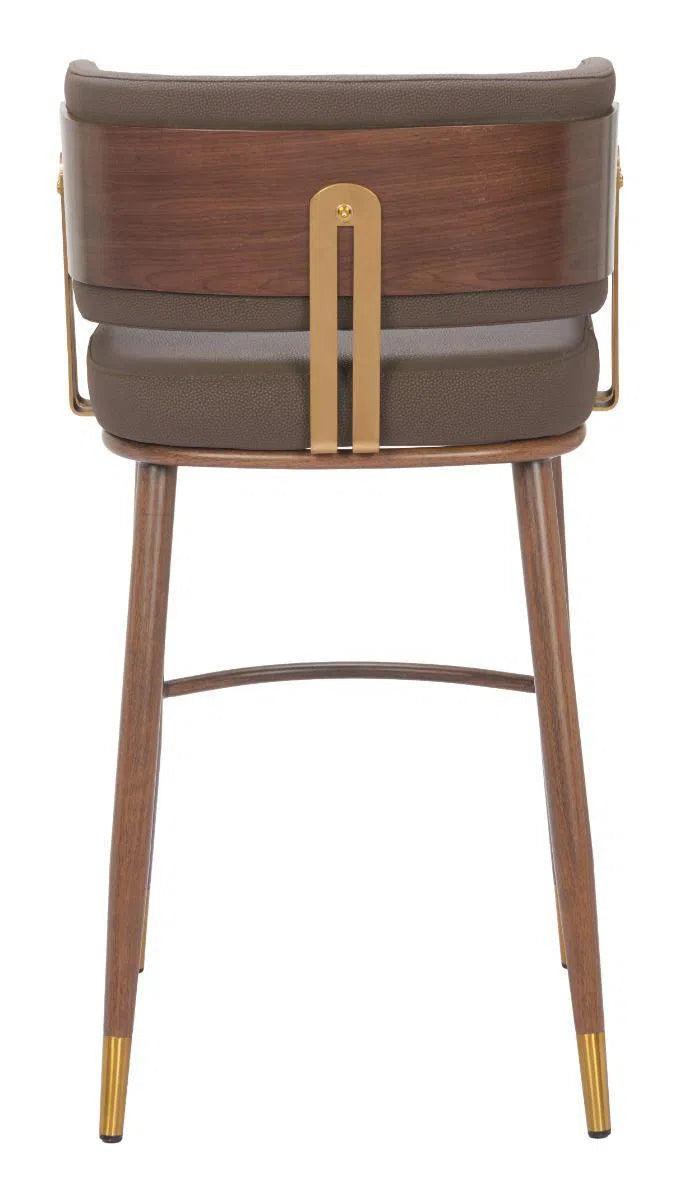 Brew Wood and Steel Brown Barstool (Set of 2) Bar Stools LOOMLAN By Zuo Modern