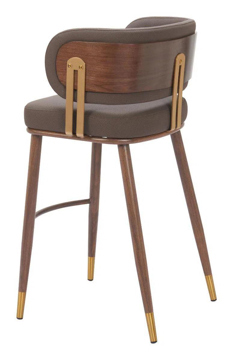 Brew Wood and Steel Brown Barstool (Set of 2) Bar Stools LOOMLAN By Zuo Modern