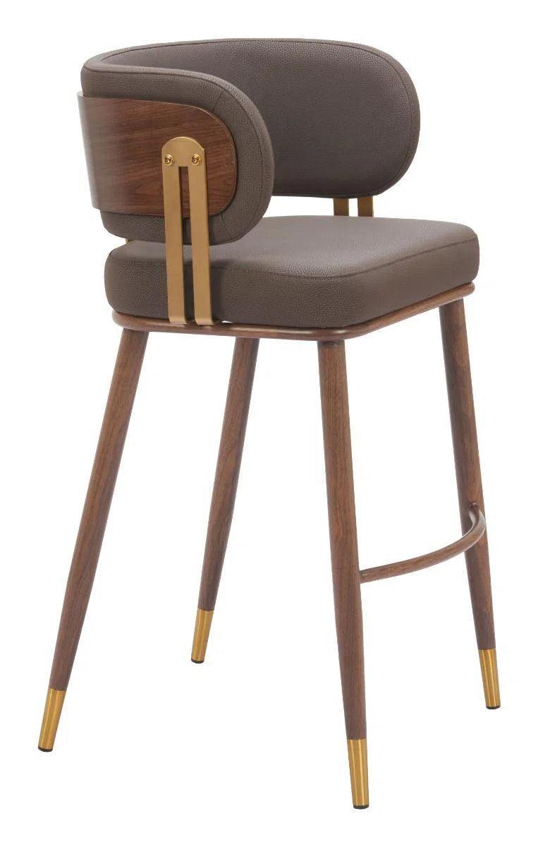 Brew Wood and Steel Brown Barstool (Set of 2) Bar Stools LOOMLAN By Zuo Modern