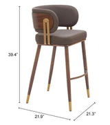 Brew Wood and Steel Brown Barstool (Set of 2) Bar Stools LOOMLAN By Zuo Modern