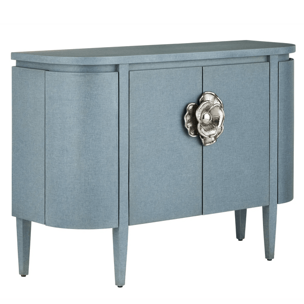 Briallen Blue Demi-Lune Cabinet Accent Cabinets LOOMLAN By Currey & Co