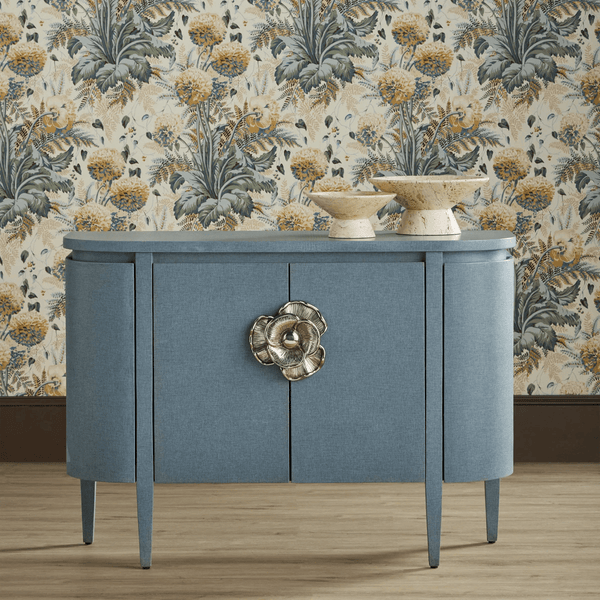 Briallen Blue Demi-Lune Cabinet Accent Cabinets LOOMLAN By Currey & Co