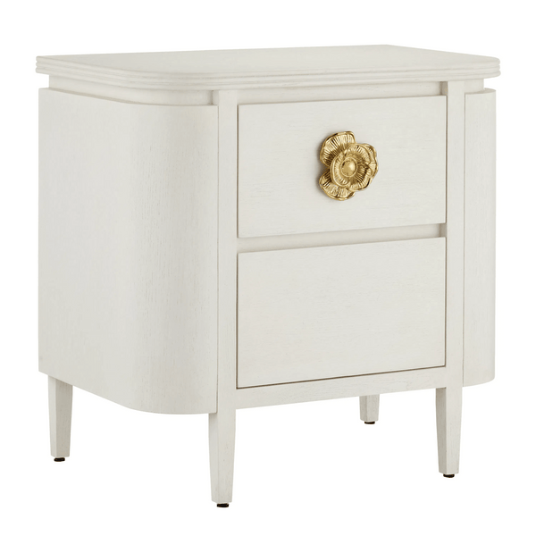 Briallen White Nightstand Nightstands LOOMLAN By Currey & Co