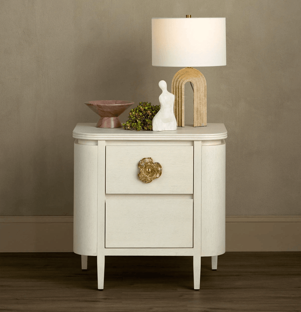 Briallen White Nightstand Nightstands LOOMLAN By Currey & Co