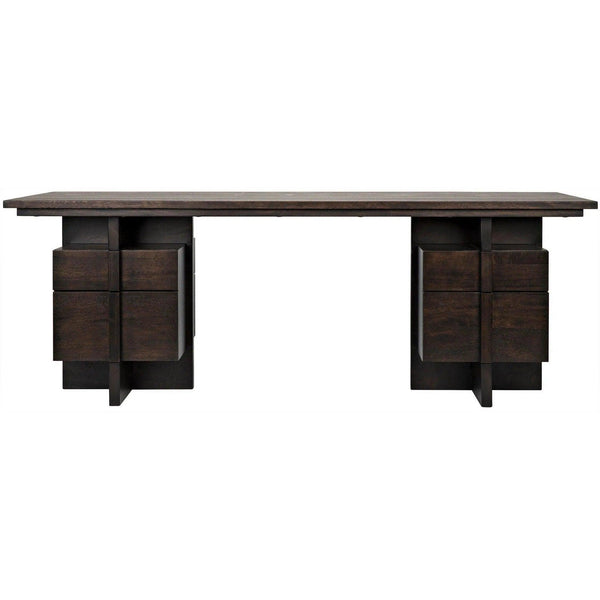 Bridge Desk, Ebony Walnut Wood Unique Desk With Drawers Home Office Desks LOOMLAN By Noir