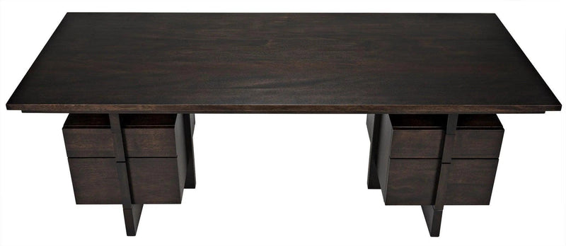 Bridge Desk, Ebony Walnut Wood Unique Desk With Drawers Home Office Desks LOOMLAN By Noir