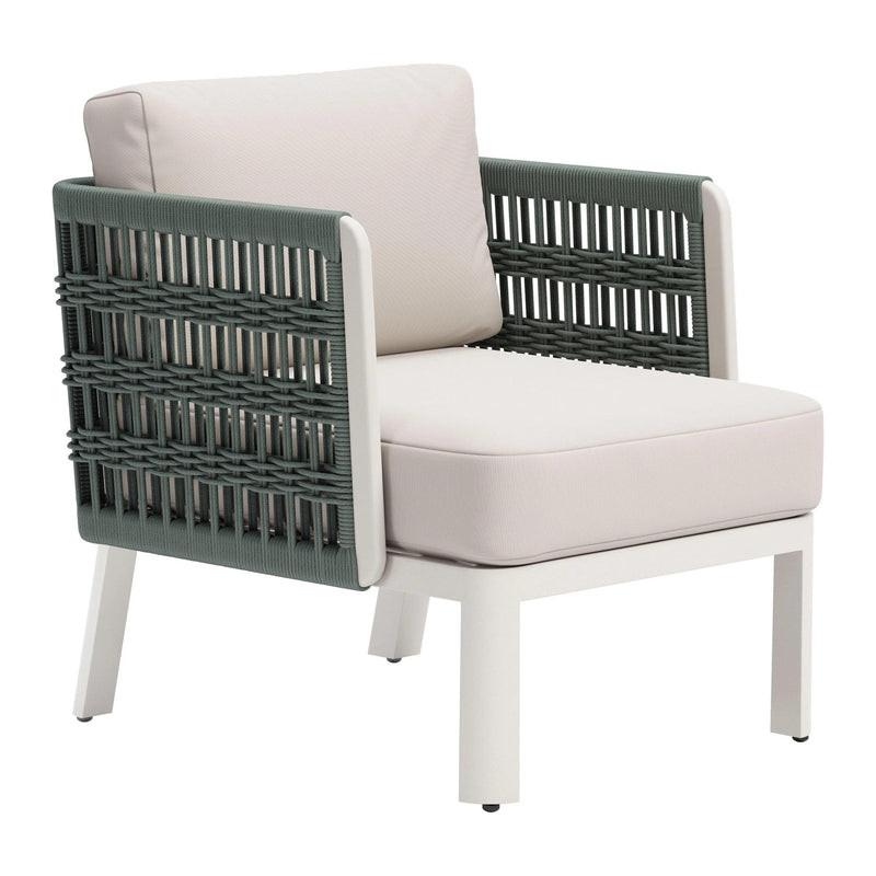 Bridgehampton Aluminum White Armchair Outdoor Accent Chairs LOOMLAN By Zuo Modern