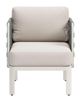 Bridgehampton Aluminum White Armchair Outdoor Accent Chairs LOOMLAN By Zuo Modern