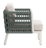 Bridgehampton Aluminum White Armchair Outdoor Accent Chairs LOOMLAN By Zuo Modern