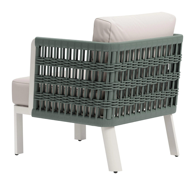 Bridgehampton Aluminum White Armchair Outdoor Accent Chairs LOOMLAN By Zuo Modern