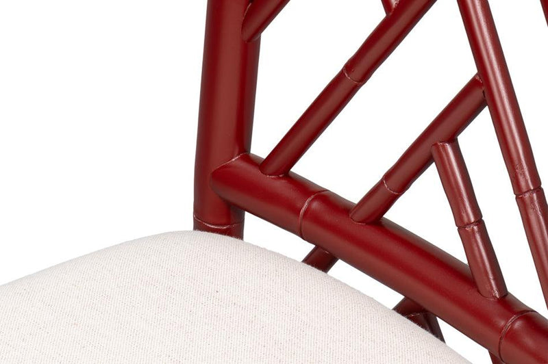 Brighton Bamboo Red Armless Side Chair (Set of 2) Club Chairs LOOMLAN By Sarreid