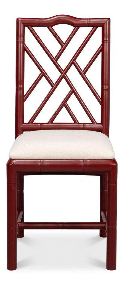 Brighton Bamboo Red Armless Side Chair (Set of 2) Club Chairs LOOMLAN By Sarreid