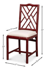 Brighton Bamboo Red Armless Side Chair (Set of 2) Club Chairs LOOMLAN By Sarreid