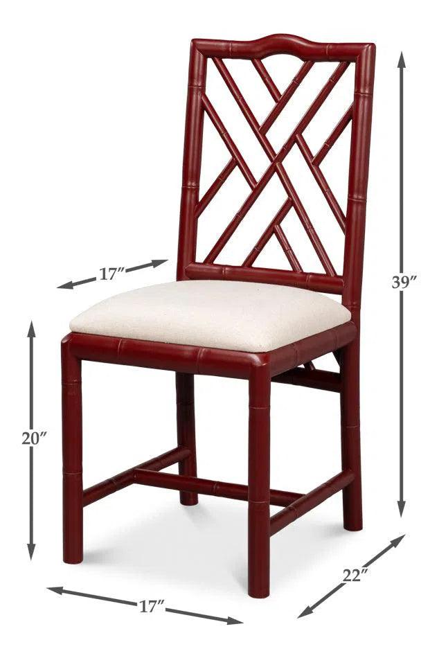 Brighton Bamboo Red Armless Side Chair (Set of 2) Club Chairs LOOMLAN By Sarreid