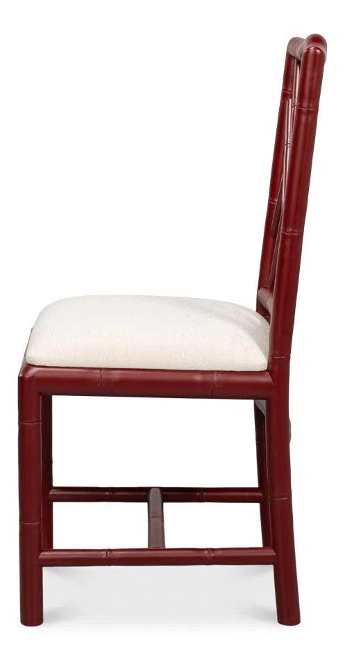 Brighton Bamboo Red Armless Side Chair (Set of 2) Club Chairs LOOMLAN By Sarreid