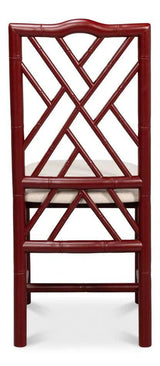 Brighton Bamboo Red Armless Side Chair (Set of 2) Club Chairs LOOMLAN By Sarreid