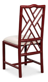 Brighton Bamboo Red Armless Side Chair (Set of 2) Club Chairs LOOMLAN By Sarreid