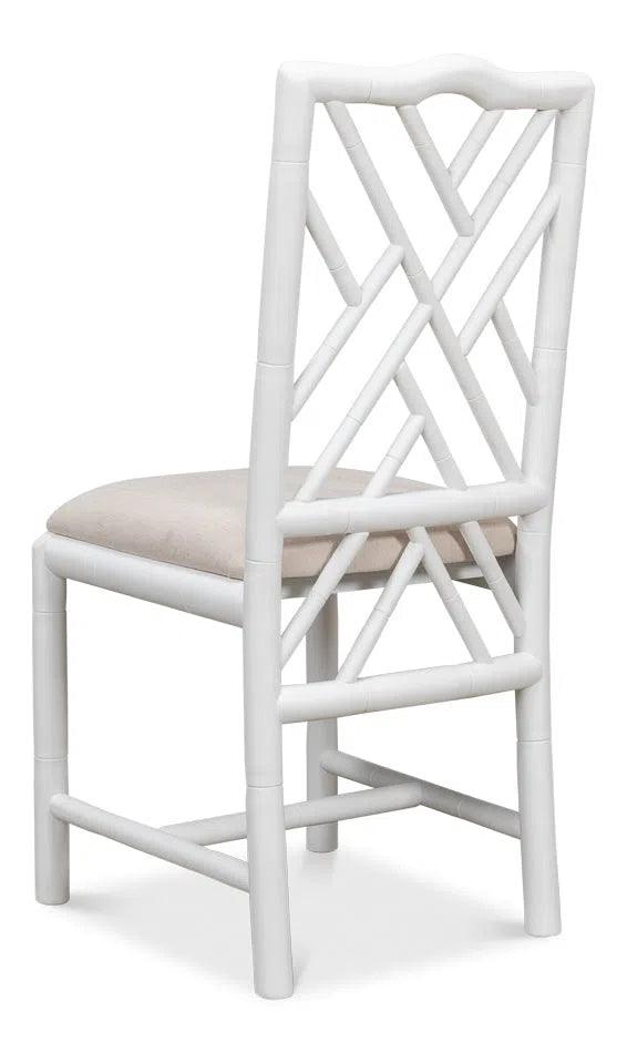 Brighton Bamboo White Dining Chairs Set of 2 Dining Chairs LOOMLAN By Sarreid