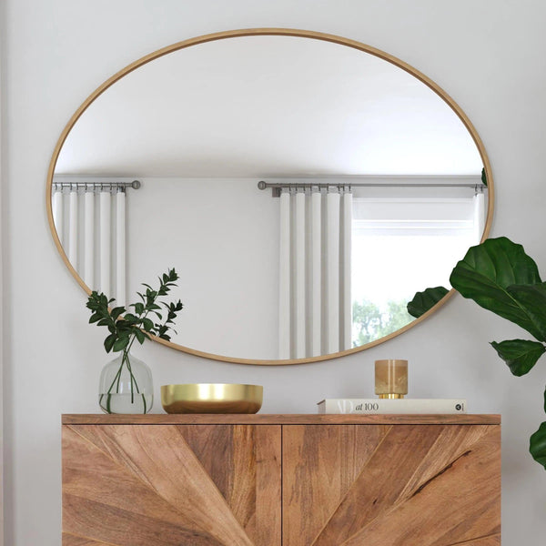 Brigitte Metal Gold Wall Mirror Wall Mirrors LOOMLAN By Bassett Mirror