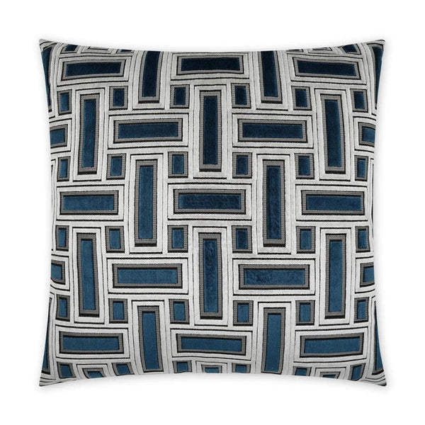 Brix Sapphire Geometric Blue Large Throw Pillow With Insert Throw Pillows LOOMLAN By D.V. Kap