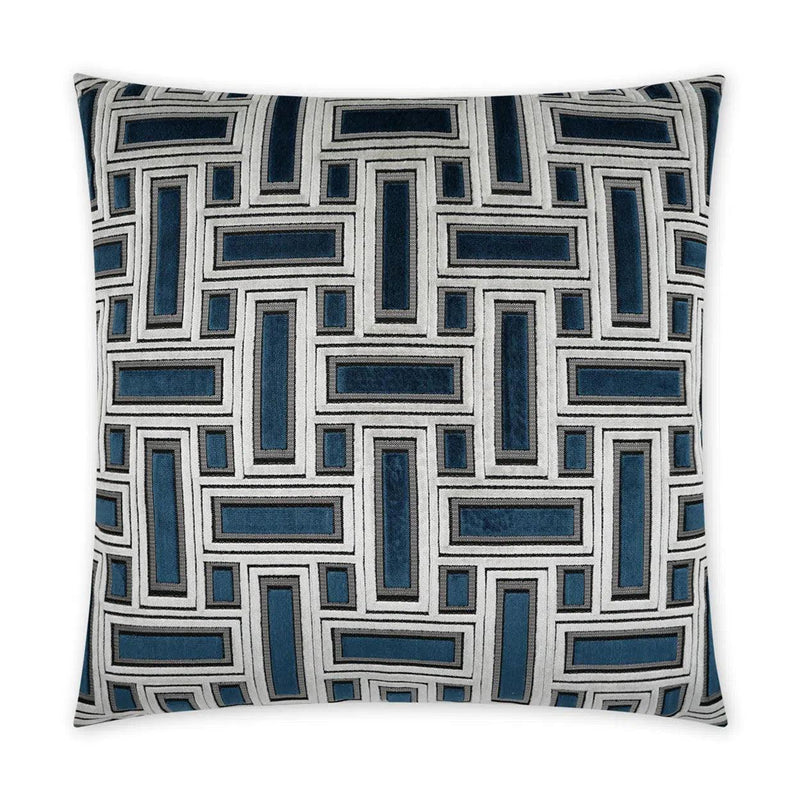 Brix Sapphire Geometric Blue Large Throw Pillow With Insert Throw Pillows LOOMLAN By D.V. Kap