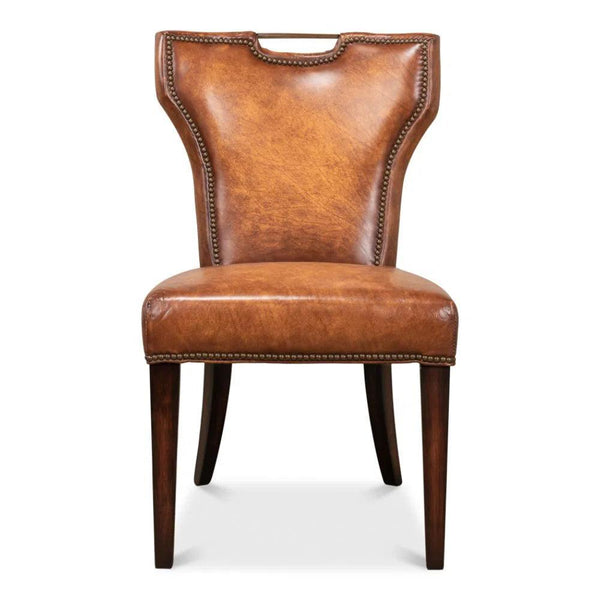 Broderick Dining Chair Brown Leather Set of 2 Dining Chairs LOOMLAN By Sarreid