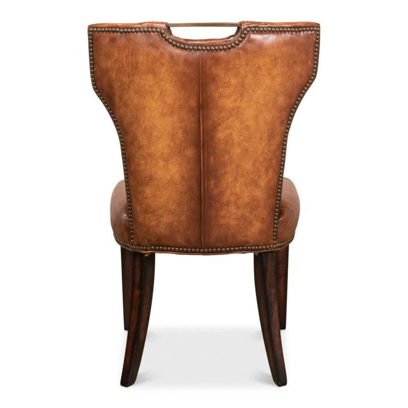 Broderick Dining Chair Brown Leather Set of 2 Dining Chairs LOOMLAN By Sarreid