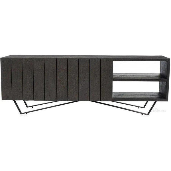 Brolio Contemporary Solid Wood Black Media Sideboard TV Stand TV Stands & Media Centers LOOMLAN By Moe's Home