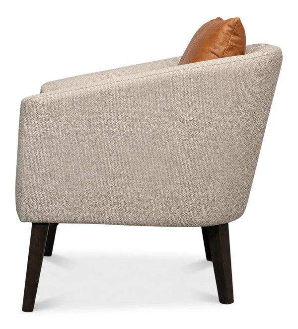 Bronson Accent Tub Chair In Beige Performance Fabric Accent Chairs LOOMLAN By Sarreid