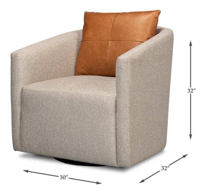 Bronson Swivel Club Chair in Beige Performance Fabric Club Chairs LOOMLAN By Sarreid