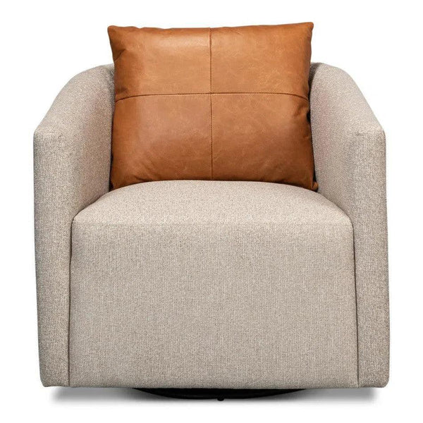 Bronson Swivel Club Chair in Beige Performance Fabric Club Chairs LOOMLAN By Sarreid