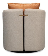 Bronson Swivel Club Chair in Beige Performance Fabric Club Chairs LOOMLAN By Sarreid