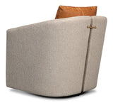 Bronson Swivel Club Chair in Beige Performance Fabric Club Chairs LOOMLAN By Sarreid