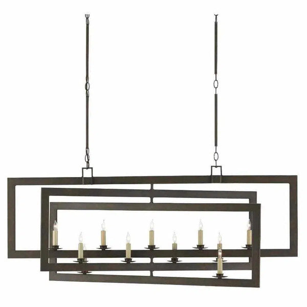 Bronze Gold Middleton Bronze Rectangular Chandelier Chandeliers LOOMLAN By Currey & Co