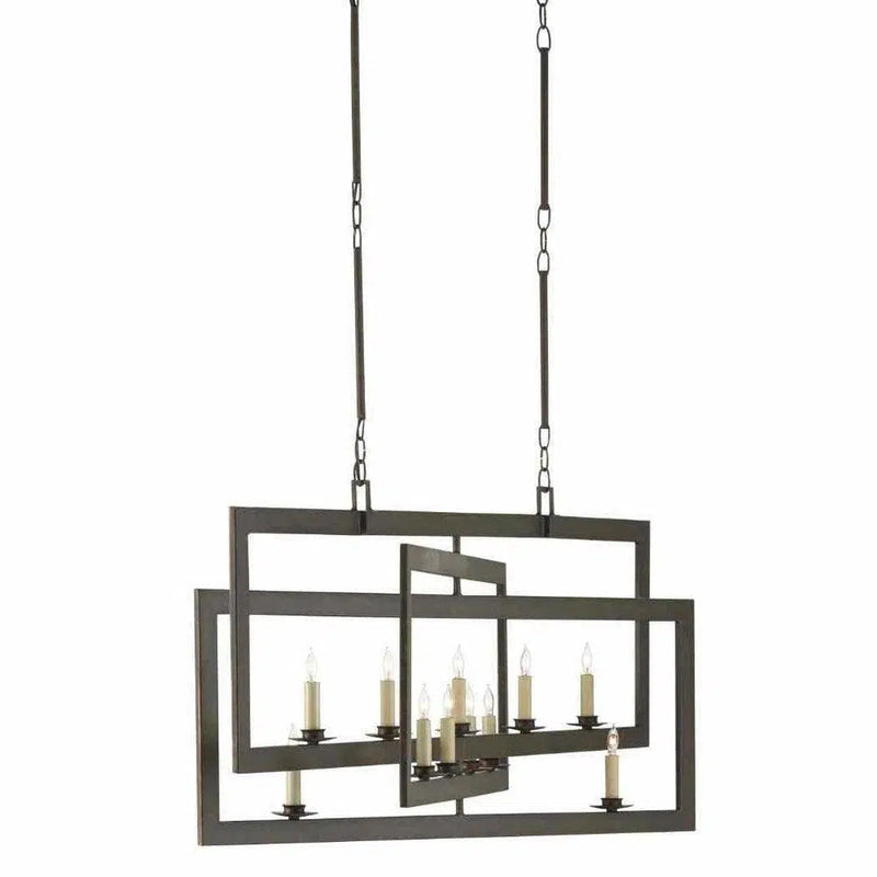 Bronze Gold Middleton Bronze Rectangular Chandelier Chandeliers LOOMLAN By Currey & Co