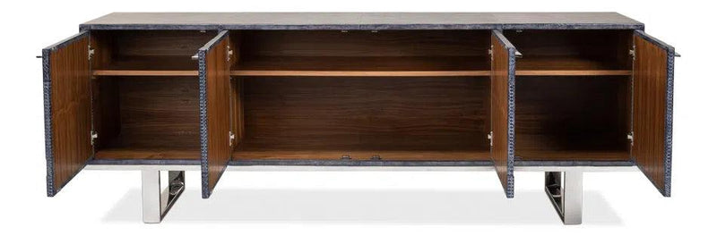 Bronzini Credenza Large Blue Cabinet for Living Room Sideboards LOOMLAN By Sarreid