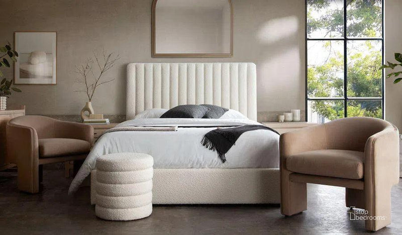 Brooke Ivory Boucle Upholstered Bed Frame Beds LOOMLAN By Diamond Sofa