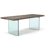 Brooks Glass Base Wooden Rectangular Dining Table Dining Tables LOOMLAN By Urbia