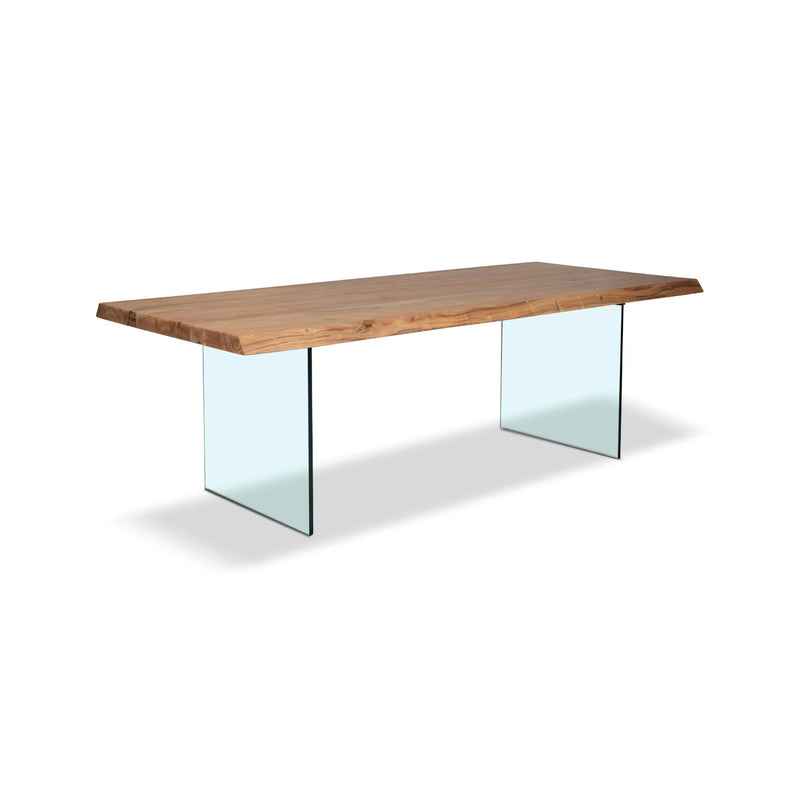 Brooks Glass Base Wooden Rectangular Dining Table Dining Tables LOOMLAN By Urbia