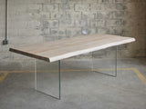 Brooks Glass Base Wooden Rectangular Dining Table Dining Tables LOOMLAN By Urbia