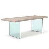 Brooks Glass Base Wooden Rectangular Dining Table Dining Tables LOOMLAN By Urbia