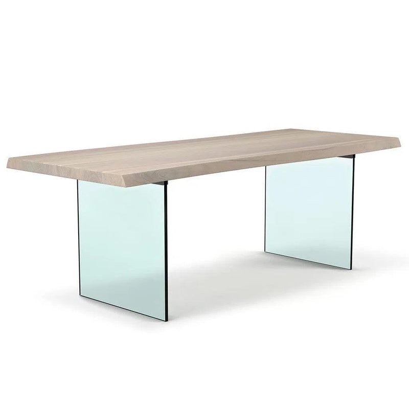 Brooks Glass Base Wooden Rectangular Dining Table Dining Tables LOOMLAN By Urbia