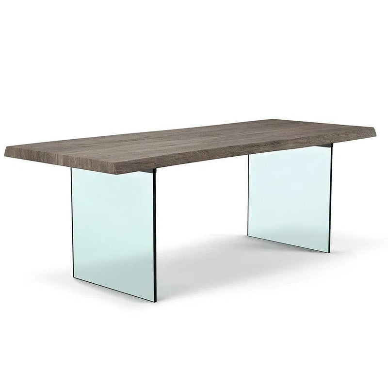 Brooks Glass Base Wooden Rectangular Dining Table Dining Tables LOOMLAN By Urbia