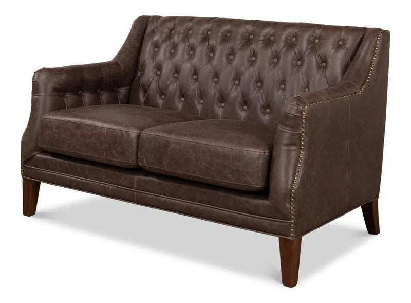 Brooks Leather Tufted 2 Seat Sofa Sofas & Loveseats LOOMLAN By Sarreid