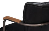 Brooks Metal and Leather Black Swivel Arm Chair Office Chairs LOOMLAN By Sarreid