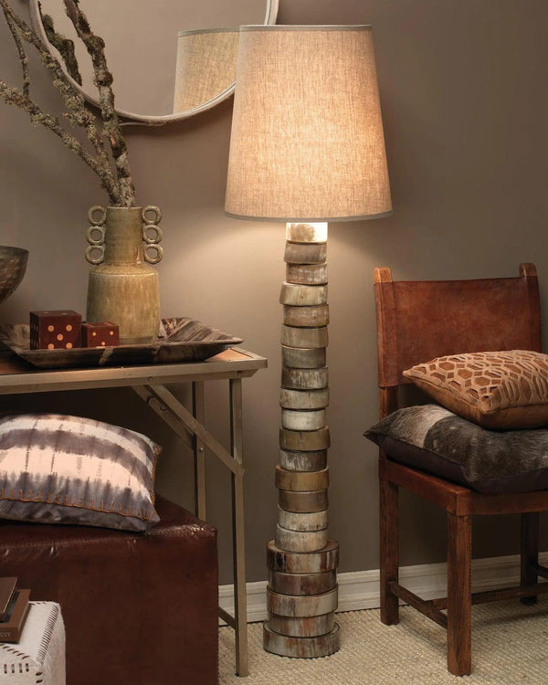 Brown Faux Buffalo Horn Stacked Floor Lamp Floor Lamps LOOMLAN By Jamie Young