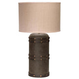 Brown Leather Barrel Table Lamp Table Lamps LOOMLAN By Jamie Young