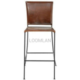 Brown Leather Dining Bar Height Chair (Set of 2) Bar Stools LOOMLAN By LOOMLAN