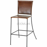 Brown Leather Dining Bar Height Chair (Set of 2) Bar Stools LOOMLAN By LOOMLAN