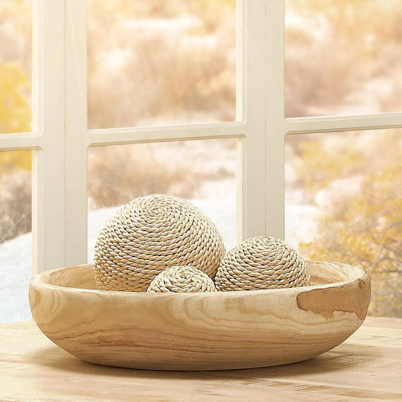 Brown Paulownia Wood Laurel Wooden Bowl Boxes & Bowls LOOMLAN By Jamie Young